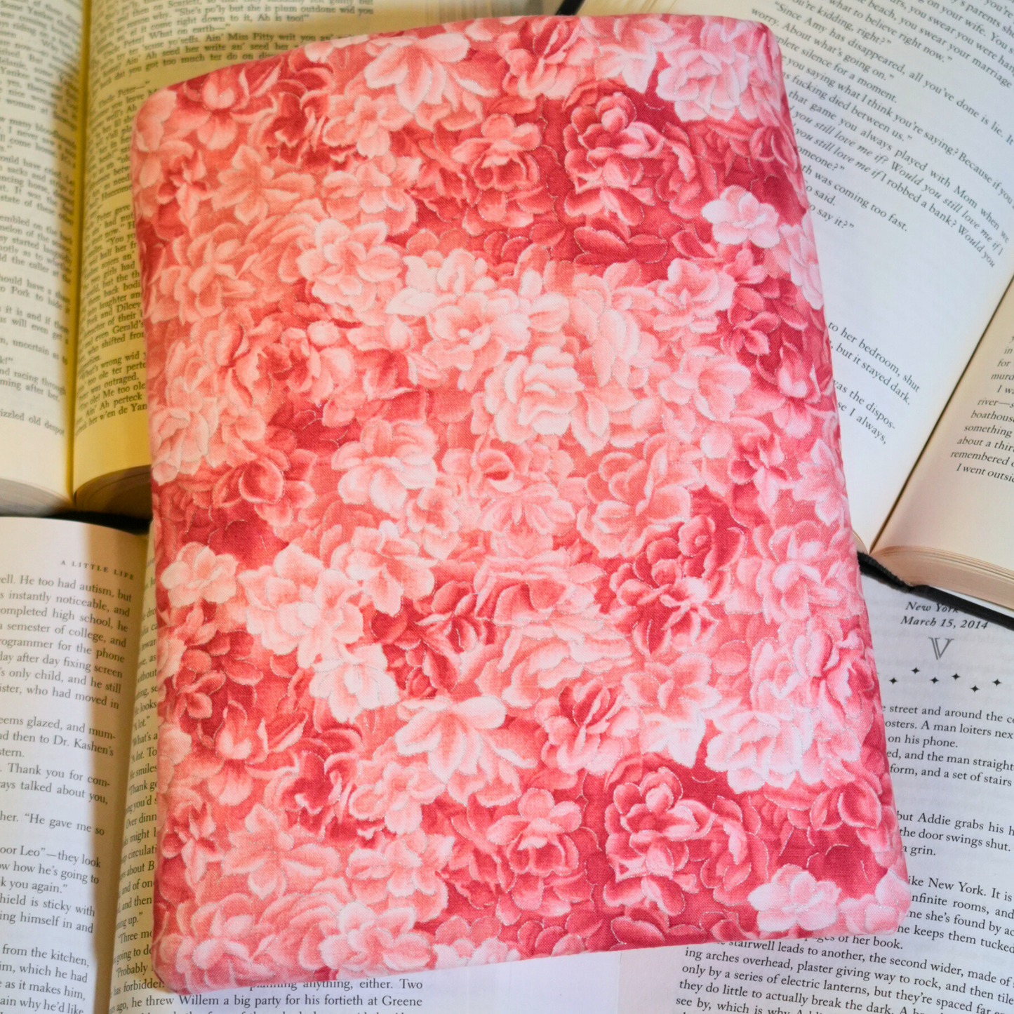 Floral White and pink Book Sleeve Book Cover Book Protector